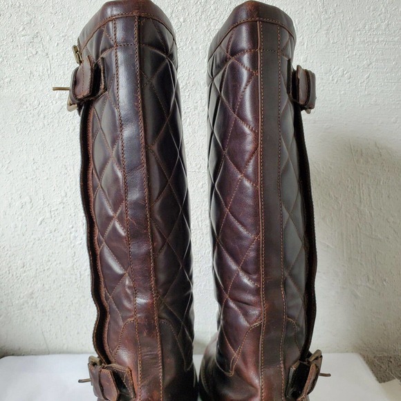 Ralph Lauren Quilted Brown Caruthers Leather Moto Boots Mens Sz 8.5D Italy Made main image 11